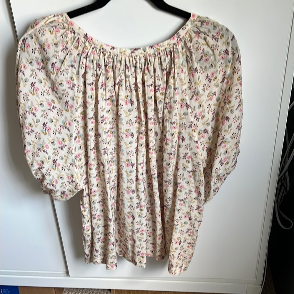 Doen Floral Blouse in Cream and Pink - Picture 4 of 5